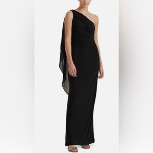 Lauren Ralph Lauren Women's Jersey One-Shoulder Gown NEW black 18
